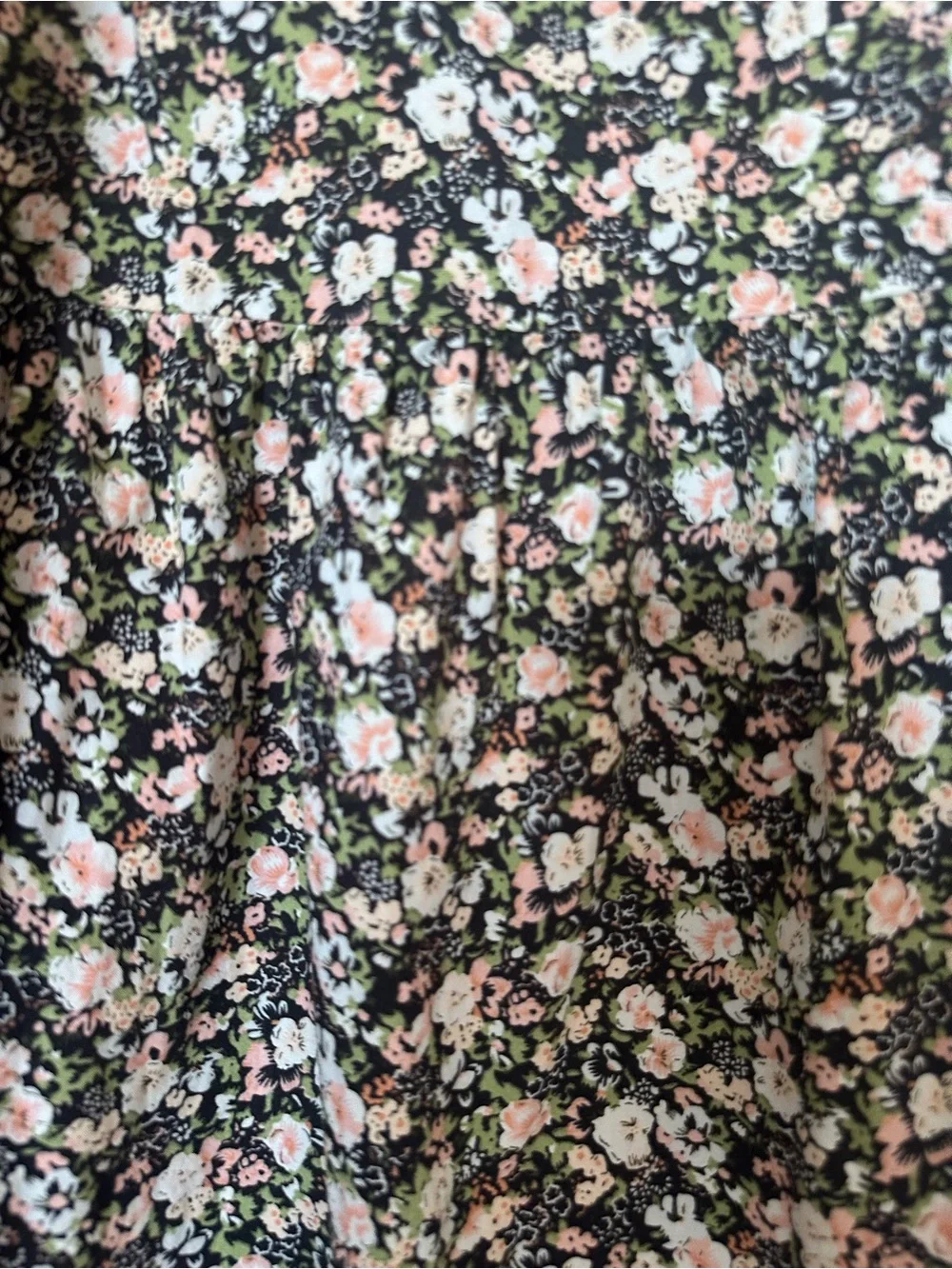 Levi's Green Floral Puff-Sleeve knee Length Women Dress SZ  M - Picture 3 of 5